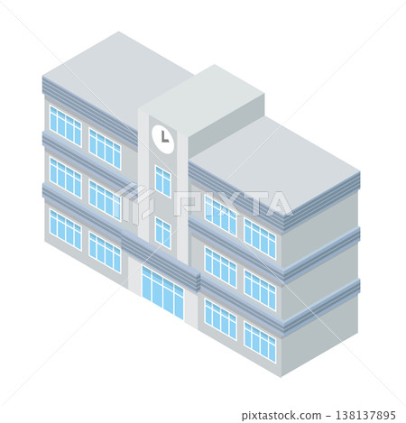 Illustrations of junior high and high school buildings 138137895