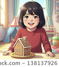 A gingerbread house and a girl - AI-generated image 138137926