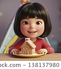 A gingerbread house and a girl - AI-generated image 138137980