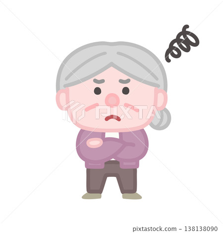 A set of simple and cute illustrations of elderly women. 138138090
