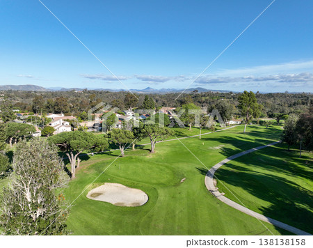 Aerial view video over a golf course in Solana Beach, San Diego, California Aerial view video over a golf course in Solana Beach, San Diego, California 138138158