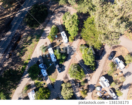 Aerial view Morro Bay, California, USA. Moro Rock is a granite dome rock formation in Sequoia National Park 138138173