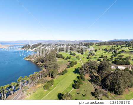 Aerial view of golf course in Morro Bay State Park, Morrow Bay, San Luis Obispo County, California Aerial view of golf course in Morro Bay State Park, Morrow Bay, San Luis Obispo County, California 138138178