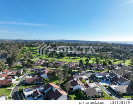 Aerial view video over a golf course in Solana Beach, San Diego, California Aerial view video over a golf course in Solana Beach, San Diego, California 138138189