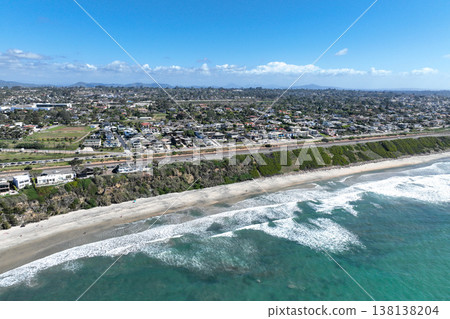Aerial drone photo of Cardiff, West Coast of California, Encinitas, United States of America 138138204