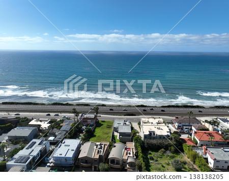 Aerial drone photo of Cardiff, West Coast of California, Encinitas, United States of America 138138205