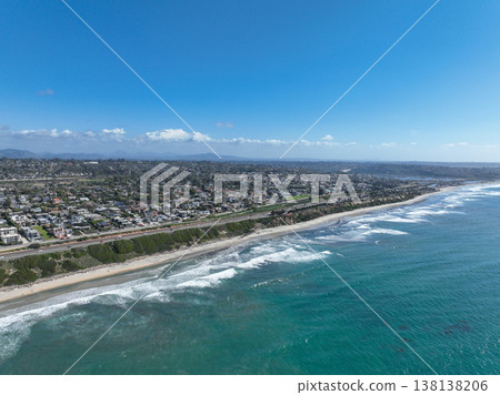 Aerial drone photo of Cardiff, West Coast of California, Encinitas, United States of America 138138206
