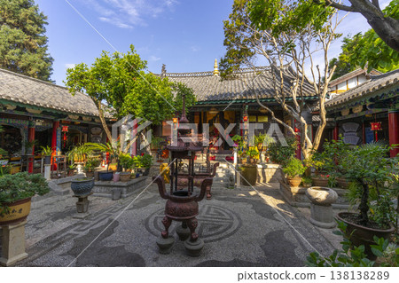 Lijiang, China - April 11, 2024 : Beautiful architecture of Monastery Omni-Virtue in Lijiang, China on April 11, 2024. 138138289