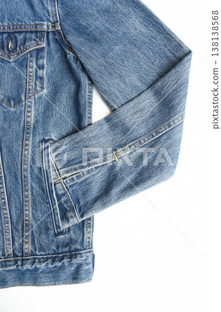 blue denim shirt texture isolated on white background, jean fashion style blue denim shirt texture isolated on white background, jean fashion style 138138568
