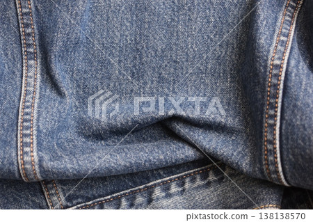 seam of blue denim texture background, jean fashion style 138138570