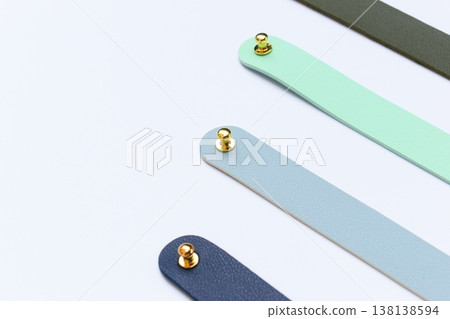 pastel colorful leather strap isolated on white background 138138594