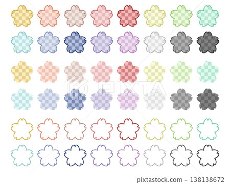 Cherry blossoms in 16 colors with a checkered pattern 138138672