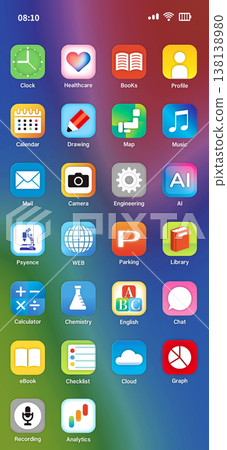 Smartphone app home screen 138138980