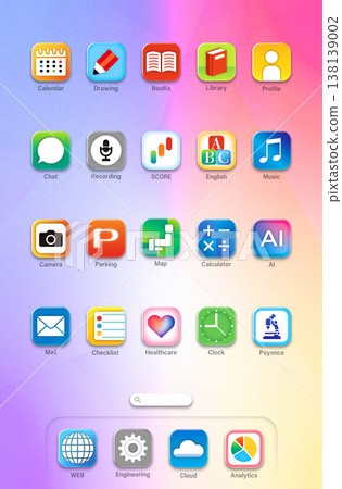 主螢幕上排列著色彩繽紛的應用程式圖標 138139002