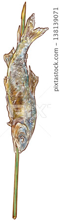 Salt-grilled sweetfish (Ayu) on a skewer (1 skewer, vertical) Salt-grilled sweetfish (Ayu) on a skewer (1 skewer, vertical) 138139071