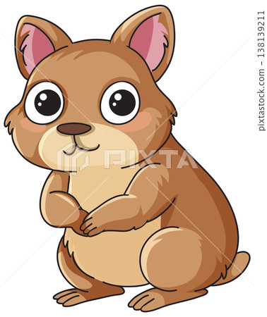 Cute Brown Quokka Vector Illustration Isolated on White Background 138139211