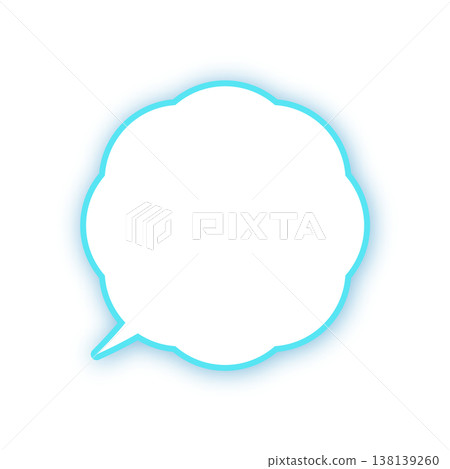 Neon-lit light blue speech bubble icon 138139260