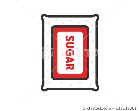 An illustration of a sugar icon in a pack (line drawing, color). An illustration of a sugar icon in a pack (line drawing, color). 138139361