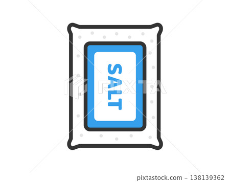 An illustration of a salt icon in a pack (line drawing, color). An illustration of a salt icon in a pack (line drawing, color). 138139362