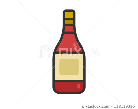 Illustration of a red wine bottle icon (line drawing in color) Illustration of a red wine bottle icon (line drawing in color) 138139380