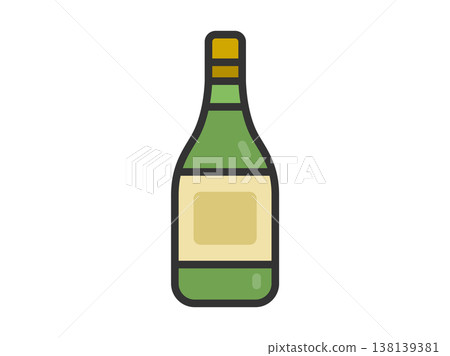 Illustration of a white wine bottle icon (line drawing in color) Illustration of a white wine bottle icon (line drawing in color) 138139381