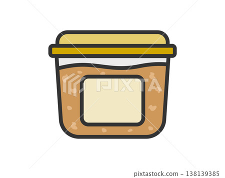 包裝盒上的味噌圖示插圖(彩色線條畫)。 包裝盒上的味噌圖示插圖(彩色線條畫)。 138139385