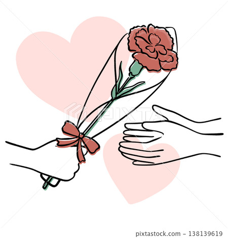 Handing over carnations (with a heart background) 138139619