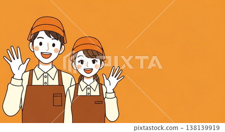 一位微笑的店員，一幅溫馨的插圖。 138139919