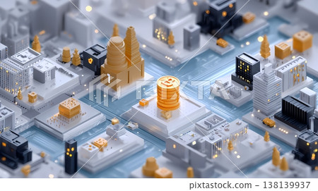 加密貨幣比特幣區塊鏈等距圖 138139937