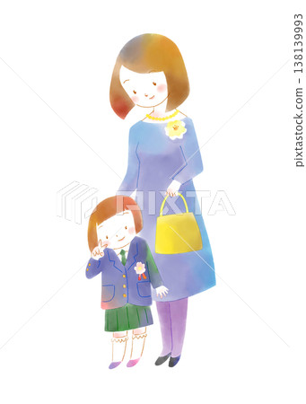 一幅描繪母親和女兒在慶祝節日時的插圖。 一幅描繪母親和女兒在慶祝節日時的插圖。 138139993