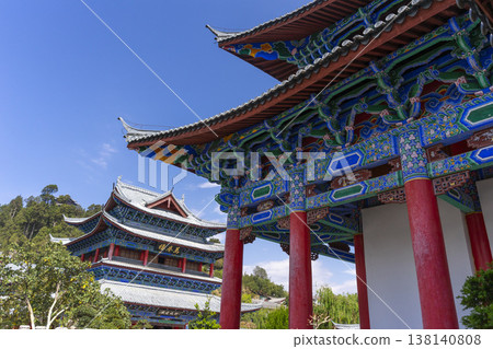 Lijiang, China - April 11, 2024 : Main pavilion at Mufu Palace in Lijiang old town, China on April 11, 2024. 138140808