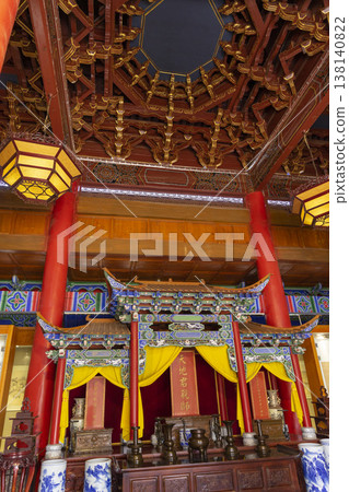 Lijiang, China - April 11, 2024 : Interior view of The Mufu Wood Mansion in Lijiang old town, China on April 11, 2024. Lijiang, China - April 11, 2024 : Interior view of The Mufu Wood Mansion in Lijiang old town, China on April 11, 2024. 138140822