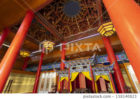 Lijiang, China - April 11, 2024 : Interior view of The Mufu Wood Mansion in Lijiang old town, China on April 11, 2024. Lijiang, China - April 11, 2024 : Interior view of The Mufu Wood Mansion in Lijiang old town, China on April 11, 2024. 138140823