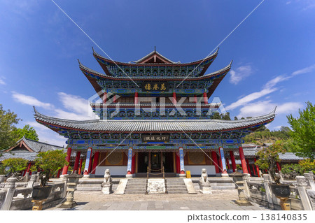 Lijiang, China - April 11, 2024 : Main pavilion at Mufu Palace in Lijiang old town, China on April 11, 2024. 138140835