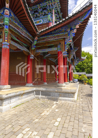 Lijiang, China - April 11, 2024 : Main pavilion at Mufu Palace in Lijiang old town, China on April 11, 2024. 138140844