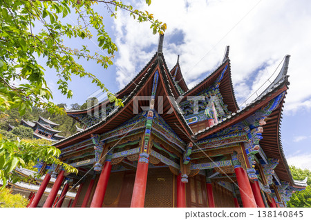 Lijiang, China - April 11, 2024 : Main pavilion at Mufu Palace in Lijiang old town, China on April 11, 2024. Lijiang, China - April 11, 2024 : Main pavilion at Mufu Palace in Lijiang old town, China on April 11, 2024. 138140845