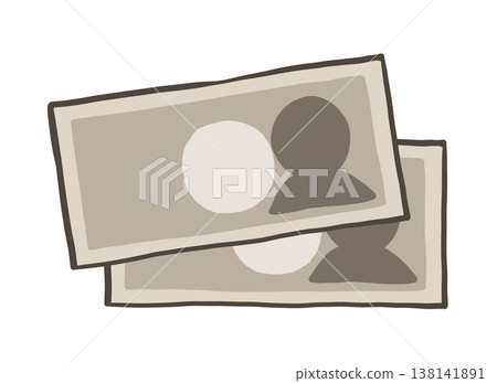Banknotes (2 sheets) - Simple hand-drawn illustration of money Banknotes (2 sheets) - Simple hand-drawn illustration of money 138141891