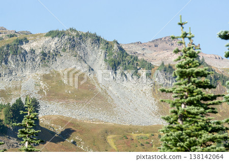Mount Rainier in summer, a prominent mountain in Washington 138142064