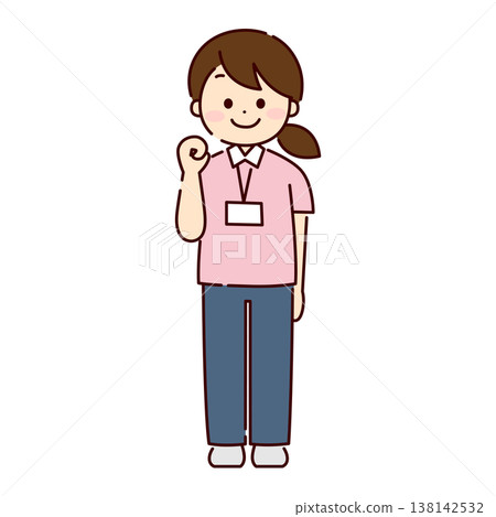 一名身穿制服的女子擺出握拳姿勢 138142532