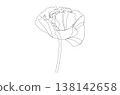 Continuous One Line Drawing of Poppy Flower eps10 138142658