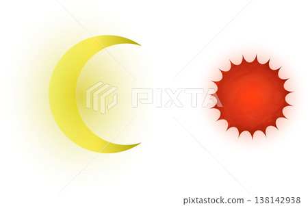 描繪一輪明月和太陽的裝飾性插圖 138142938