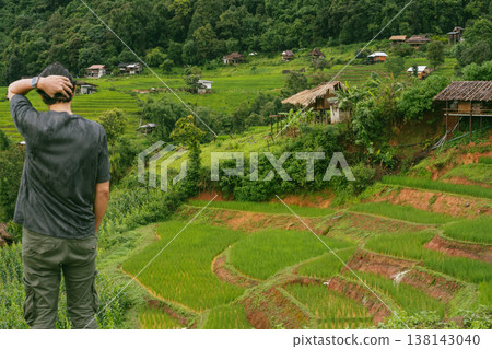 ecology travel with camping outdoor relax in rice field at chiangmai thailand in raining season ecology travel with camping outdoor relax in rice field at chiangmai thailand in raining season 138143040