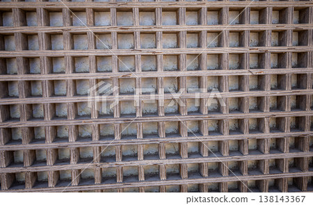 Close-up wooden lattice grid pattern from Korean traditional house texture Close-up wooden lattice grid pattern from Korean traditional house texture 138143367