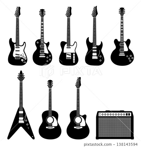 Guitar icon set 138143594