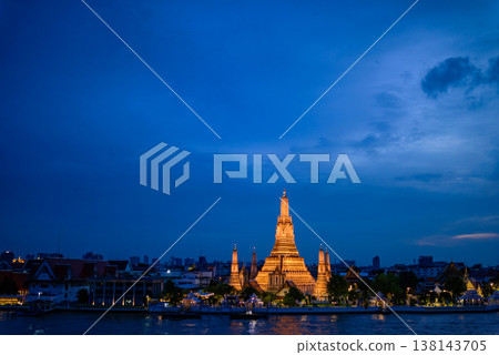 Bangkok, Thailand - June 11, 2025: Pagoda at Wat Arun, or Wat Arun Ratchawararam, is a tourist landmark near the Chao Phraya River in Bangkok,Thailand. Bangkok, Thailand - June 11, 2025: Pagoda at Wat Arun, or Wat Arun Ratchawararam, is a tourist landmark near the Chao Phraya River in Bangkok,Thailand. 138143705