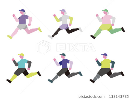Vector illustration set of elderly people running Vector illustration set of elderly people running 138143785