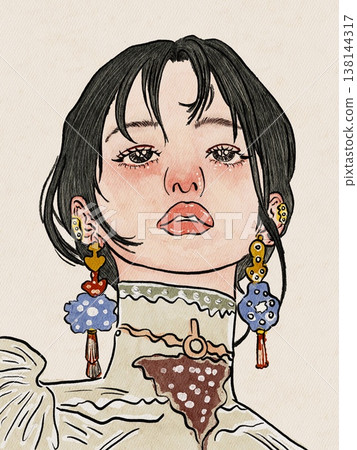 art sketched beautiful girl in art style art sketched beautiful girl in art style 138144317
