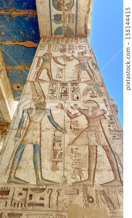 Medinet Habu, the mortuary temple of Ramesses III, located on the west bank of Luxor, Egypt. Medinet Habu, the mortuary temple of Ramesses III, located on the west bank of Luxor, Egypt. 138144415