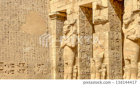 Medinet Habu, the mortuary temple of Ramesses III, located on the west bank of Luxor, Egypt. Medinet Habu, the mortuary temple of Ramesses III, located on the west bank of Luxor, Egypt. 138144417