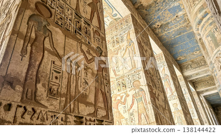 Medinet Habu, the mortuary temple of Ramesses III, located on the west bank of Luxor, Egypt. Medinet Habu, the mortuary temple of Ramesses III, located on the west bank of Luxor, Egypt. 138144422